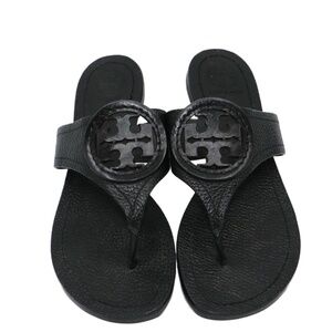 TORY BURCH BLACK LEATHER SANDAL 7